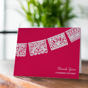 Papel Picado Pink Wedding dankt Ihnen zu Dankeskarte