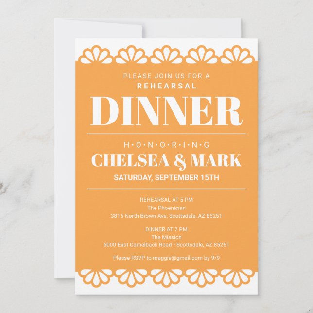 Papel Picado Probe Abendessen Einladung (Vorderseite)