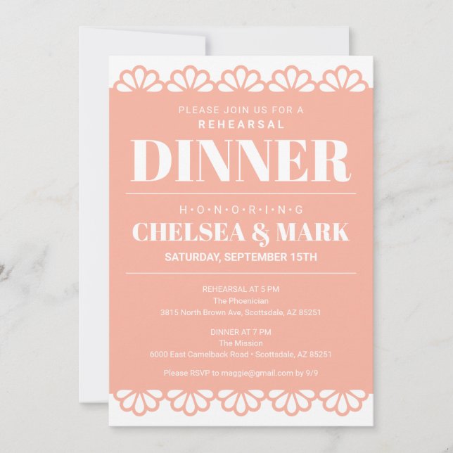 Papel Picado Probe Abendessen Einladung (Vorderseite)