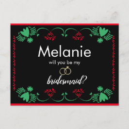 Papel Picado Red Bridesmaid Vorschlag Card Feiertagspostkarte