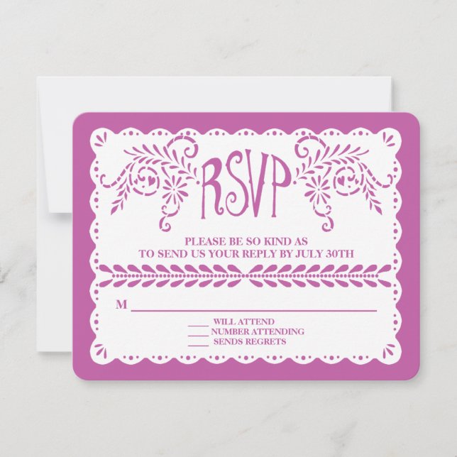 Papel Picado RSVP Purple Fiesta Wedding Banner (Vorderseite)
