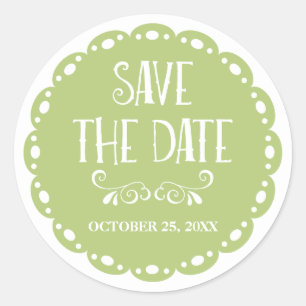 Papel Picado Save the Date Limone Fiesta Wedding Runder Aufkleber