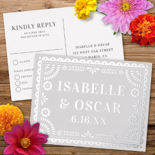 Papel Picado Silberfolie Hochzeit Antwort RSVP Kar Folien Feiertagspostkarte
