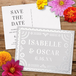 Papel Picado Silver Wedding Save The Date Card Folien Feiertagspostkarte