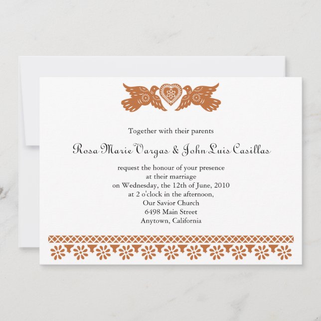 Papel Picado Style Love Birds Einladung (Vorderseite)