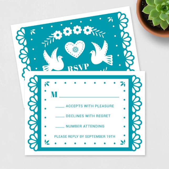 Papel Picado Style RSVP Card Karte (Von Creator hochgeladen)