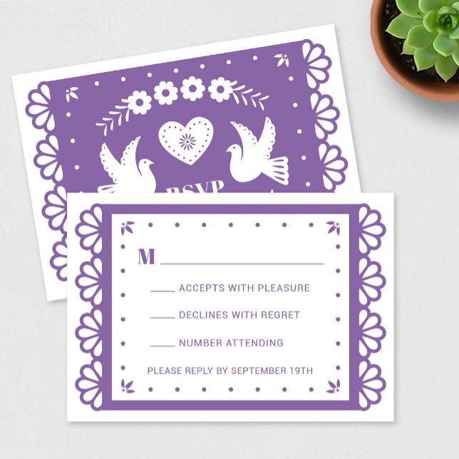 Papel Picado Style RSVP Card Karte (Von Creator hochgeladen)