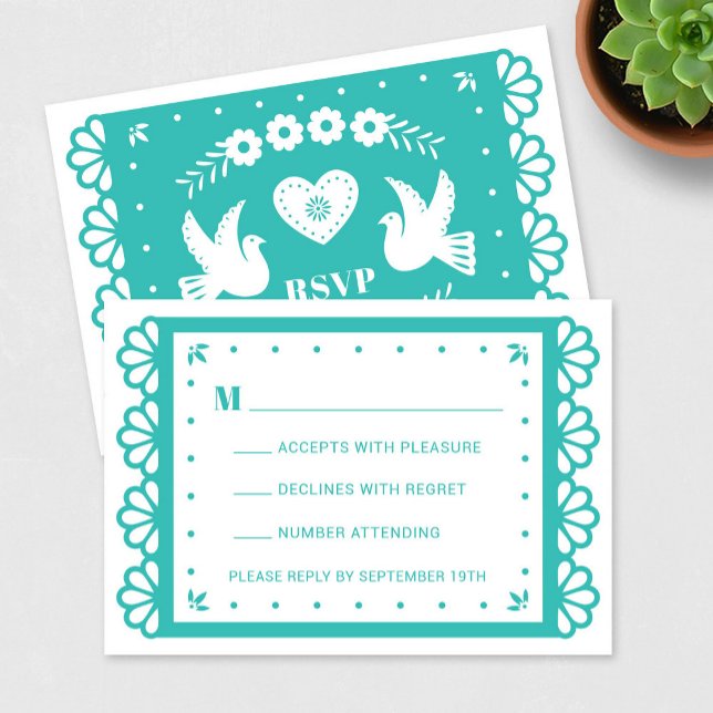 Papel Picado Style RSVP Card Karte (Von Creator hochgeladen)