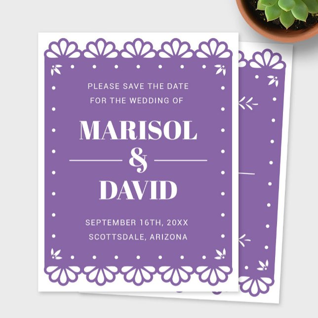 Papel Picado Style Save the Date Card (Von Creator hochgeladen)
