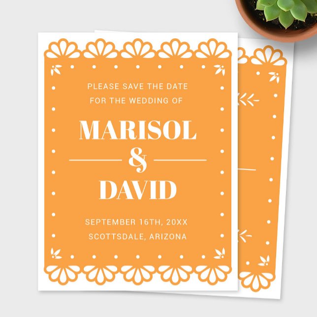 Papel Picado Style Save the Date Card (Von Creator hochgeladen)