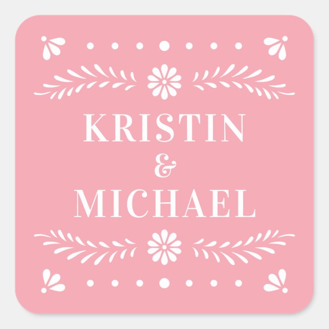 Papel Picado Style Wedding Sticker (Vorderseite)