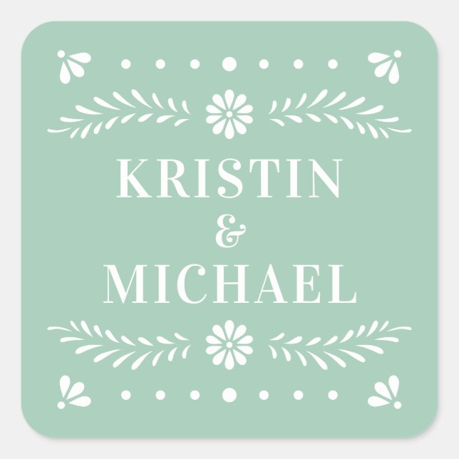Papel Picado Style Wedding Sticker (Vorderseite)