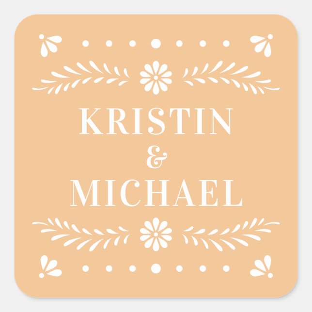 Papel Picado Style Wedding Sticker (Vorderseite)