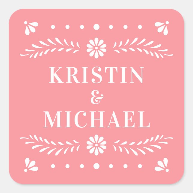 Papel Picado Style Wedding Sticker (Vorderseite)