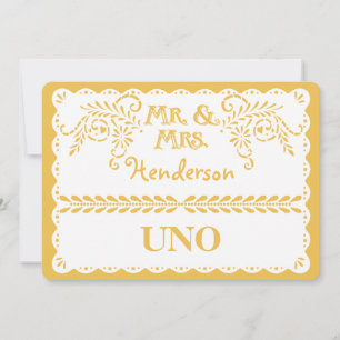 Papel Picado Tischnummer Gold Fiesta Wedding