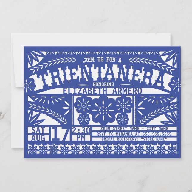 Papel Picado Trientanera Einladung (Vorderseite)