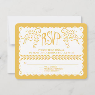 Papel Picado UAWG Gold Fiesta Wedding Banner RSVP Karte