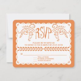 Papel Picado UAWG Orange Fiesta Wedding Banner RSVP Karte