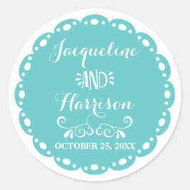 Papel Picado Umschlag Aufkleber Aqua Fiesta Weddin