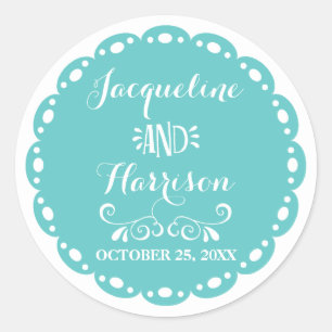 Papel Picado Umschlag Aufkleber Aqua Fiesta Weddin