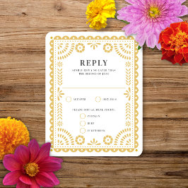 Papel Picado Warm Neutra | RSVP-Karte für Hochzeit RSVP Karte