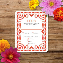 Papel Picado Warm Red | RSVP-Karte für Hochzeitser RSVP Karte