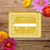 Papel Picado Warm Yellow | RSVP-Karte für Hochzeit