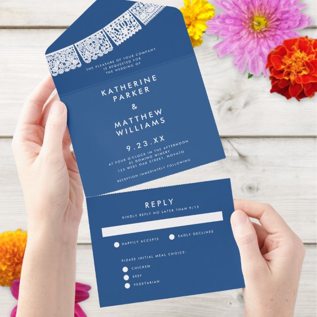 Papel Picado Wedding Banner Blue All In One Einladung (Von Creator hochgeladen)