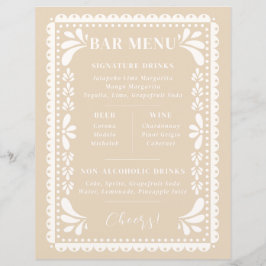 Papel Picado Wedding Bar Menu Modernes mexikanisch