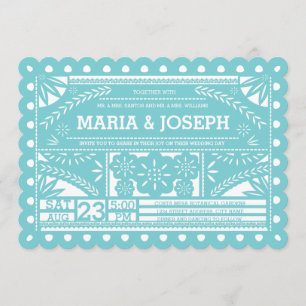 Papel Picado Wedding Blue Einladung