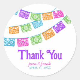 Papel Picado Wedding Danke Ihnen für Labels Runder Aufkleber