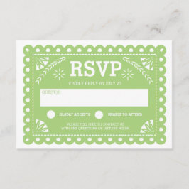 Papel Picado Wedding RSVP Green Karte