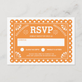 Papel Picado Wedding RSVP Orange Karte
