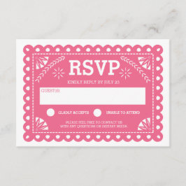 Papel Picado Wedding RSVP Pink Karte