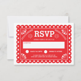 Papel Picado Wedding RSVP Red