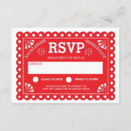 Papel Picado Wedding RSVP Red Karte