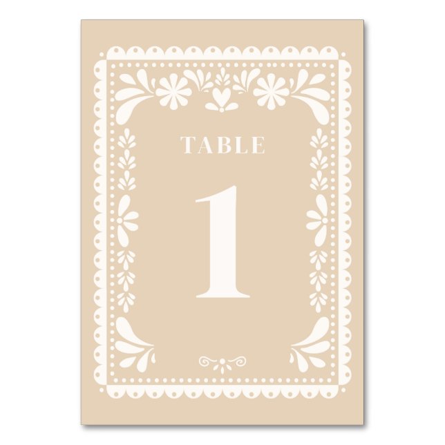 Papel Picado Wedding Tischnummern Modernisch mexik (Vorderseite)