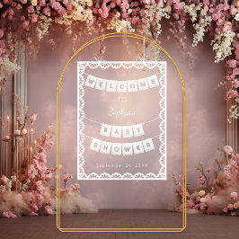 Papel Picado Welcome Baby Dusche Acrylschild