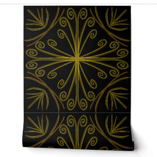 Papel Pintado Metallic flower tile abstract GOLD Tapete