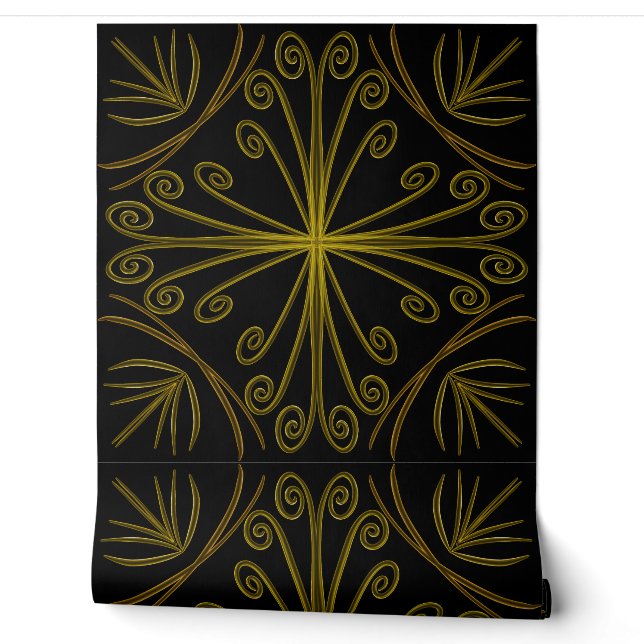 Papel Pintado Metallic flower tile abstract GOLD Tapete (Abrollen)