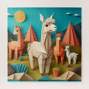 Paper Art Origami Alpacas Scene 3D Puzzle