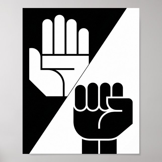 Paper Beats Rock – Minimalist Black & White art Poster (Vorne)