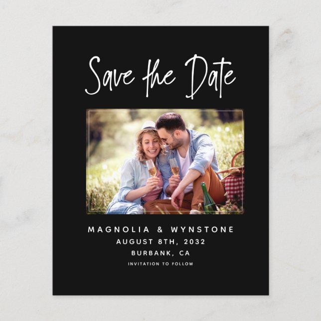 PAPER Black Foto Wedding Save the Date Flyer (Vorne)