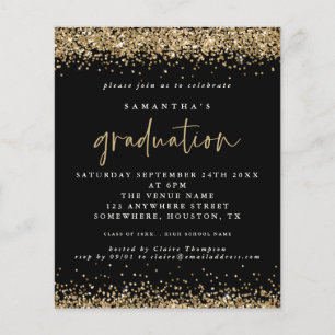 PAPER Black Gold Glitzer Abschluss Einladung Flyer