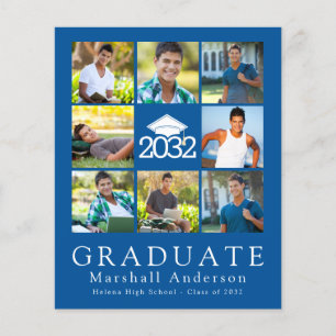 PAPER Blue Graduate Cap Tassel Foto Ankündigung Flyer