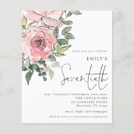 PAPER Blush Pink Florals Seventieth Party Einladun Flyer