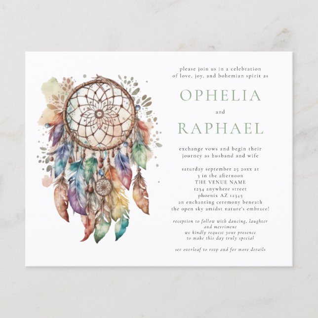 PAPER Boho farbenfrohe Dreamcatcher-Hochzeit Flyer (Vorne)