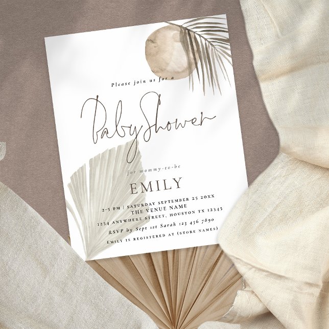 PAPER Boho Pampas Grass Girl or Boy Baby Shower Flyer (Von Creator hochgeladen)