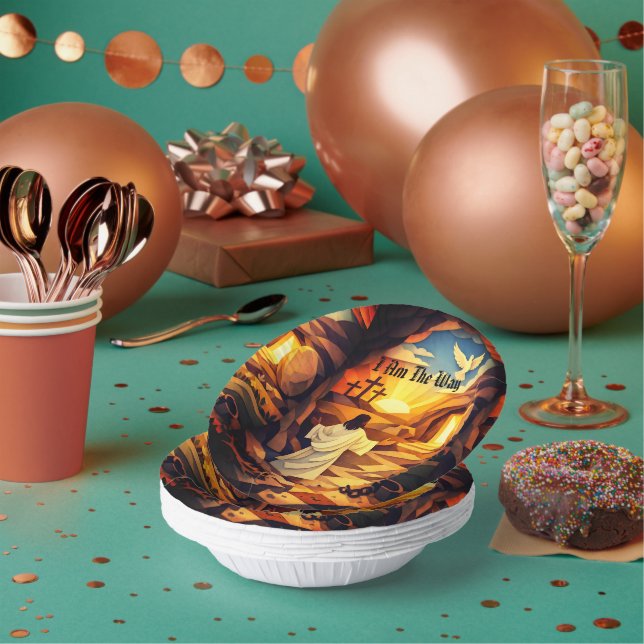 Paper Bowls 7" Jesus Resurrection Paper Cut Art Pappteller (Multi)