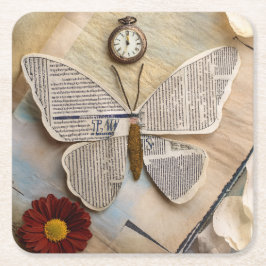 Paper Butterfly Coaster Rechteckiger Pappuntersetzer